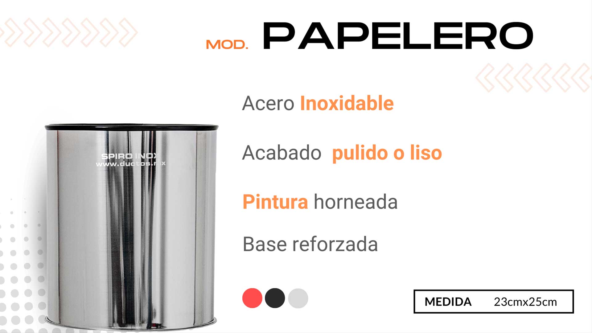 Papelero de acero inoxidable 